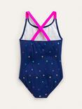 Mini Boden Kids' Cross Swimsuit, Navy