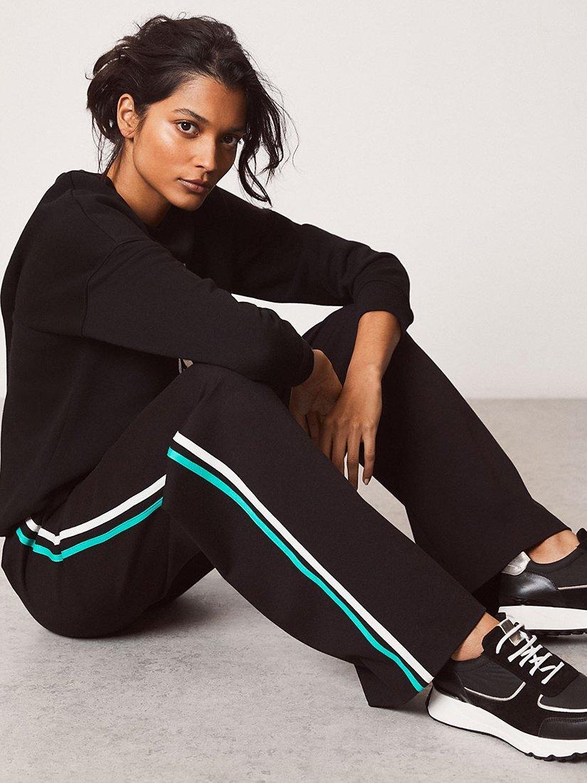 Mint Velvet Double Stripe Casual Trousers, Black