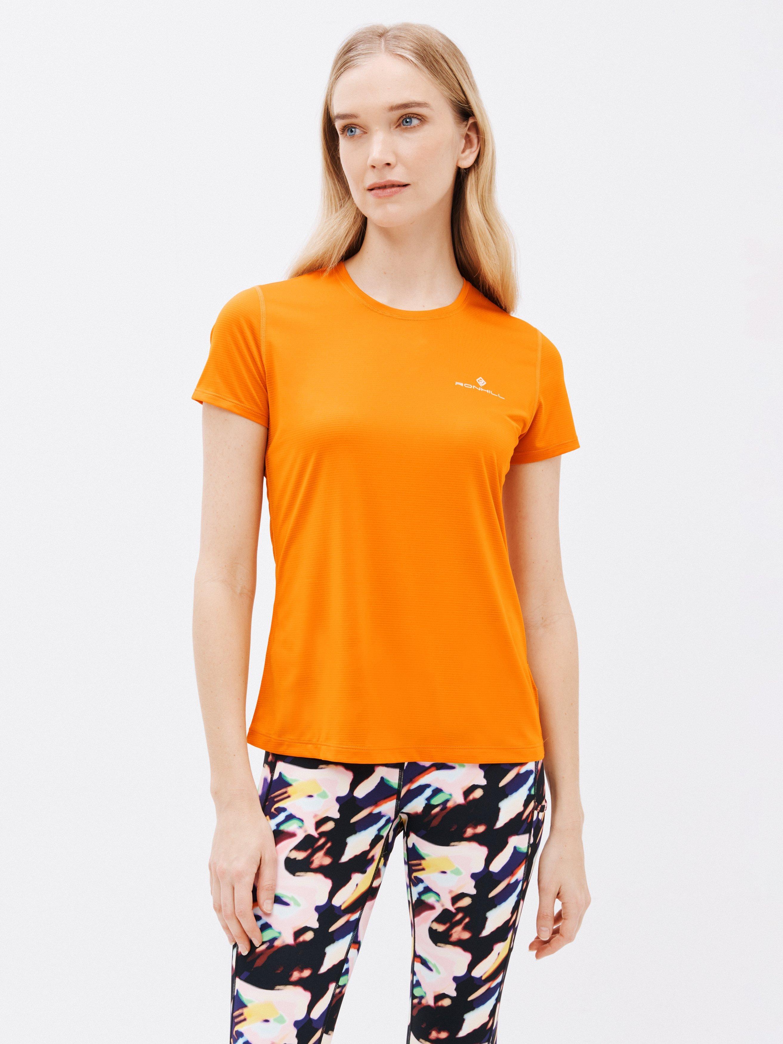 Ronhill Tech Short Sleeve Running Top, Spice/Vanilla