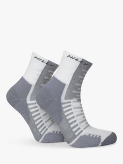 Hilly Active Ankle Running Socks, White/Grey