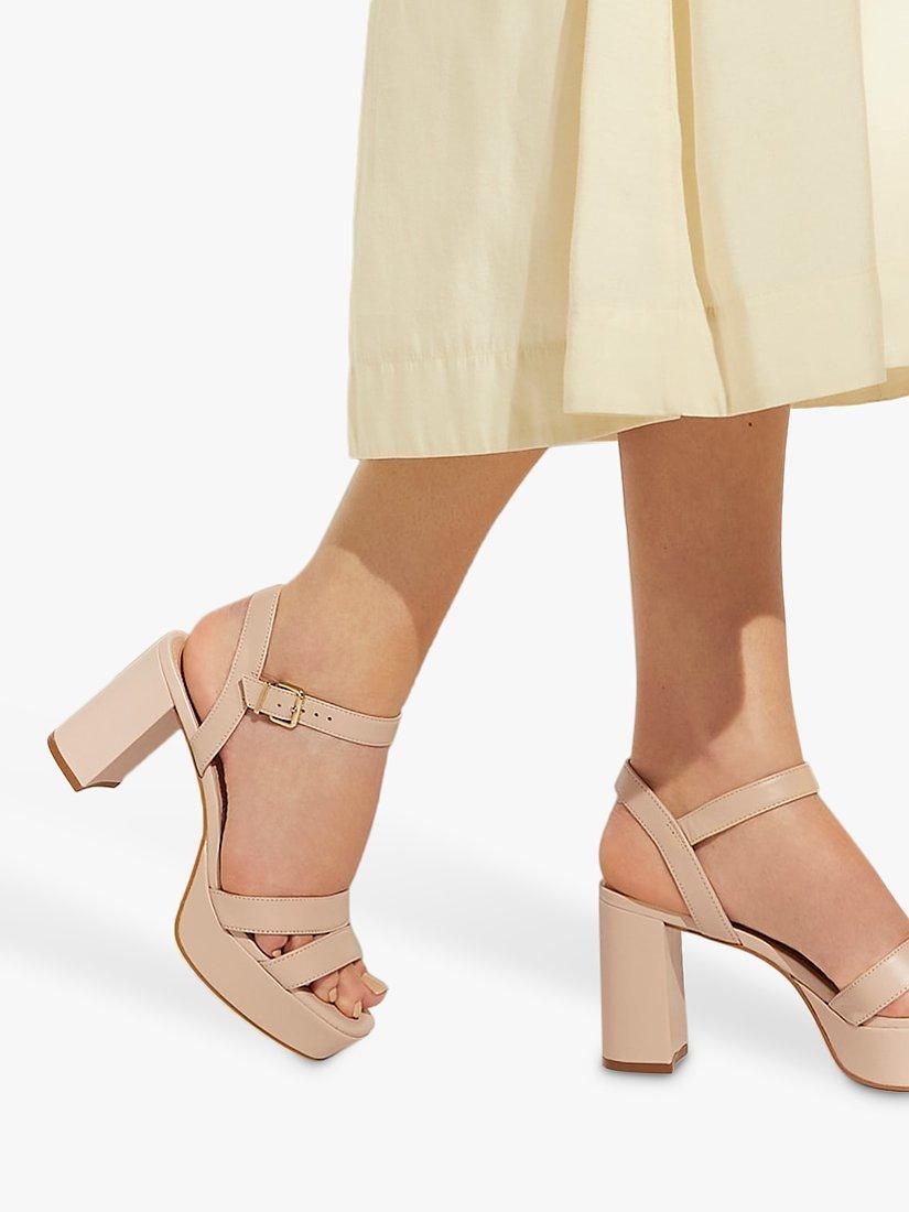 Product image 5 of 5, which shows Dune London Molten Leather Platform Sandals, Nude, 8