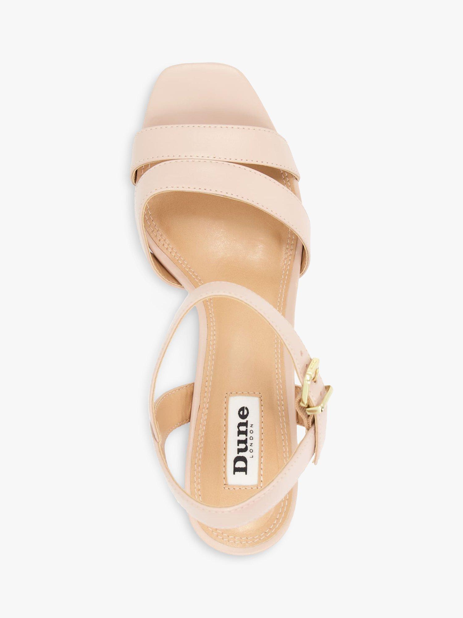 Product image 2 of 5, which shows Dune London Molten Leather Platform Sandals, Nude, 8