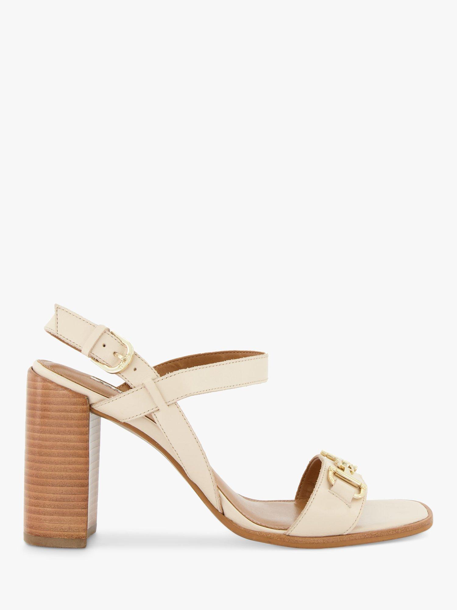 Dune Jill Leather Heeled Sandals, Ecru-leather