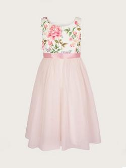 Monsoon Kids' Artisan Rose Tulle Dress, Ivory - view 2, Ivory