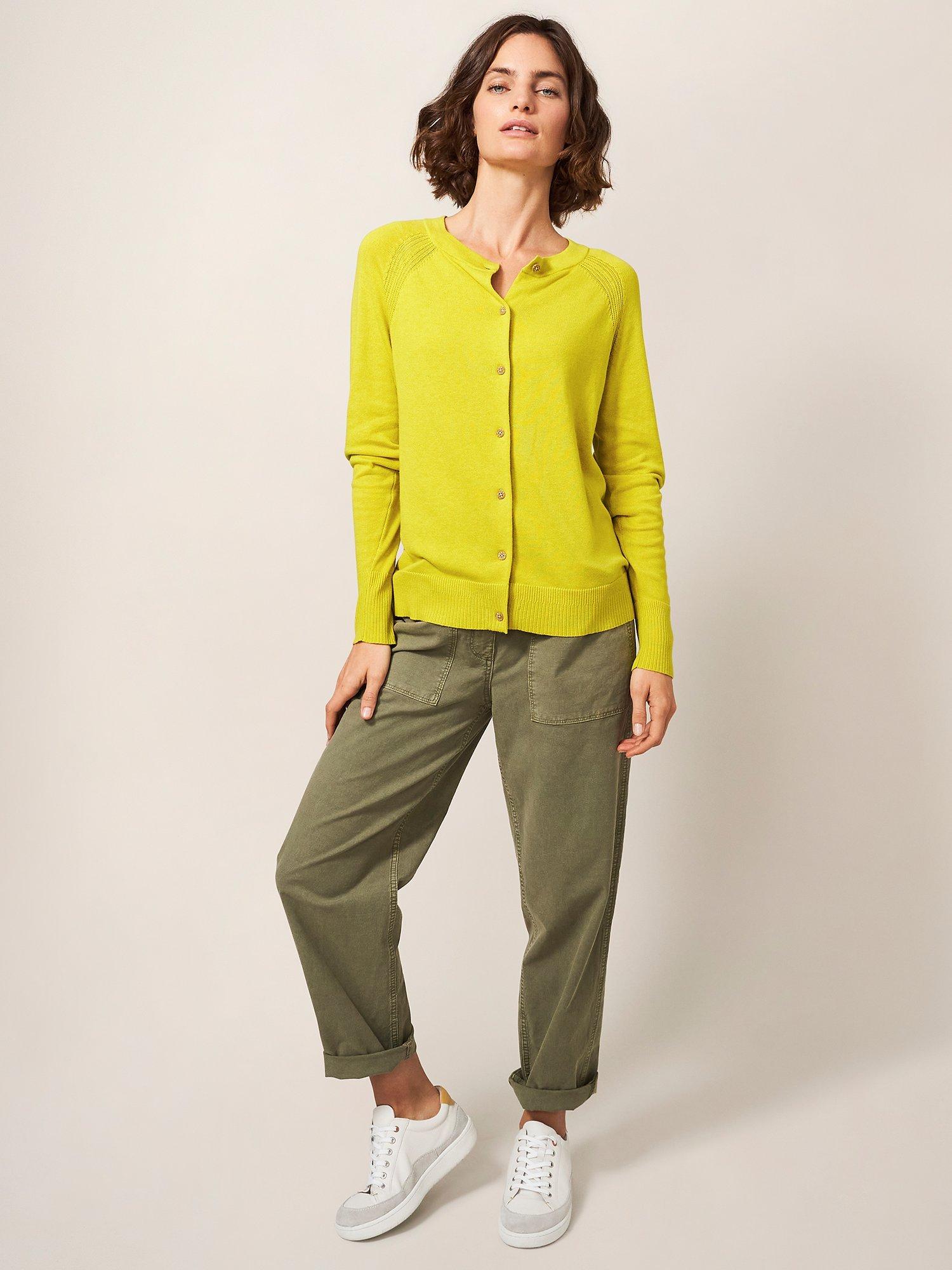 White Stuff Lulu Organic Cotton Cardigan, Light Chartreuse