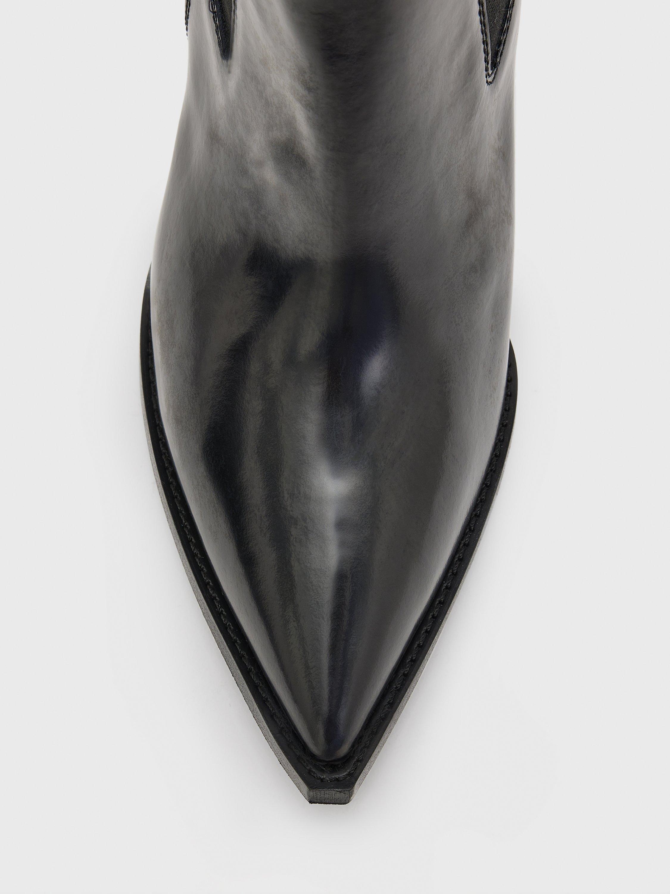 Product image 3 of 6, which shows AllSaints Ria Leather Ankle Boots, Black, EU39