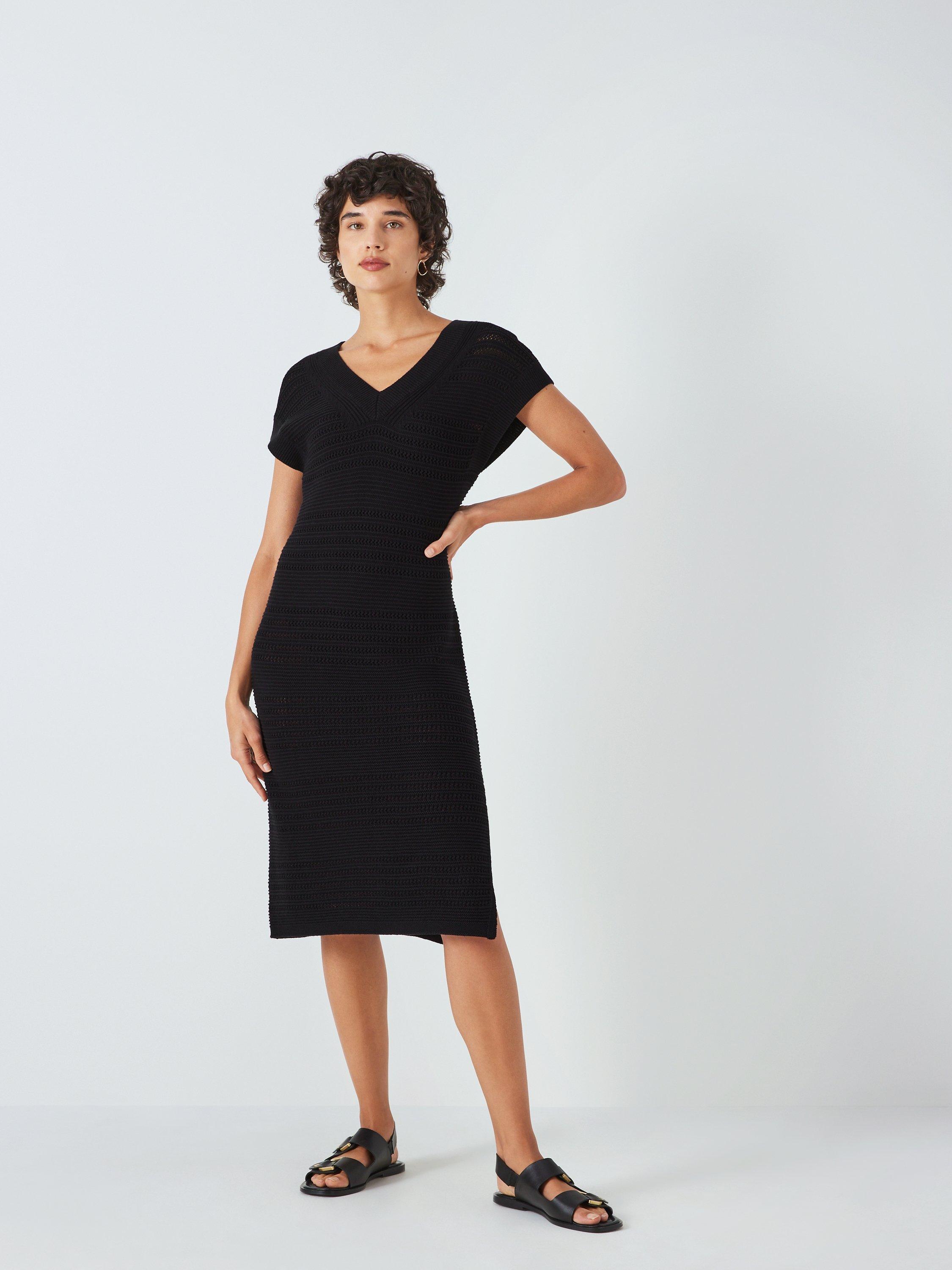 John Lewis Mixed Stitch Detail Dress, Black
