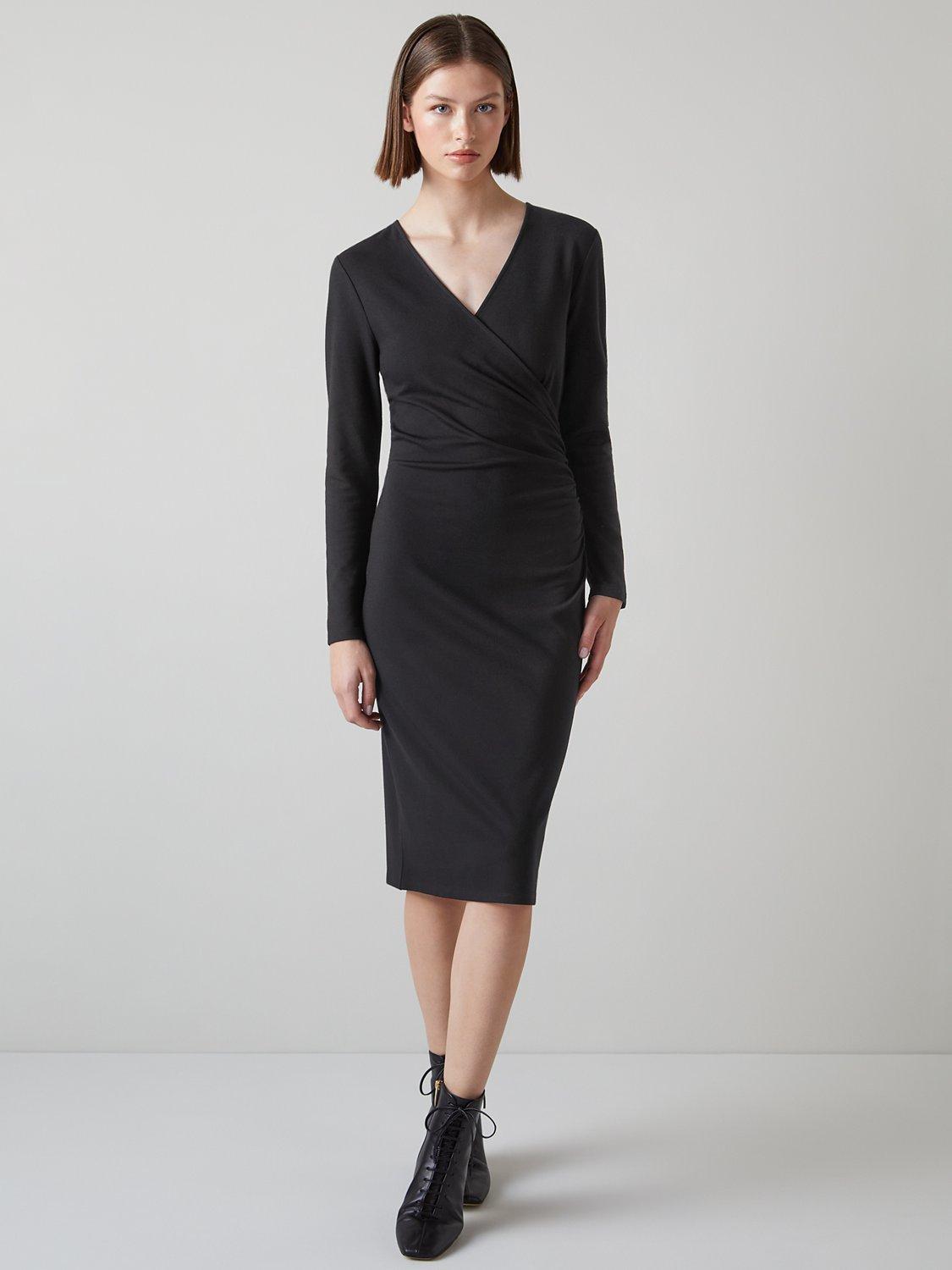 L.K.Bennett  Alex Mock Wrap Midi Dress, Black