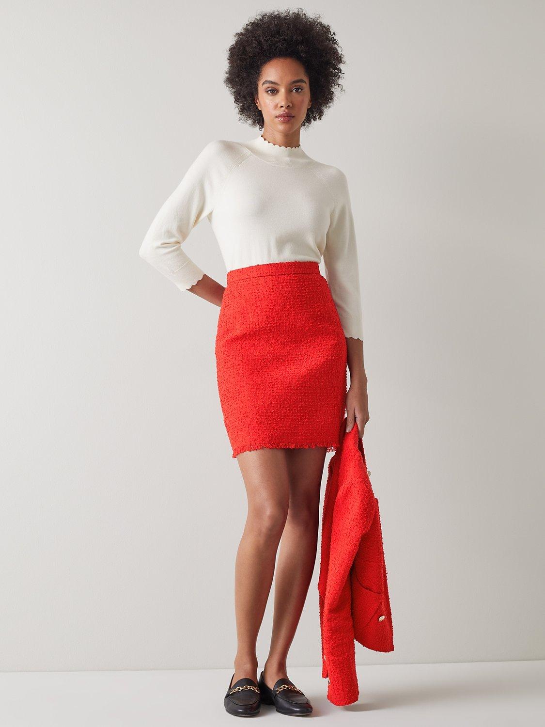 L.K.Bennett Saskia Tweed Mini Skirt, Red