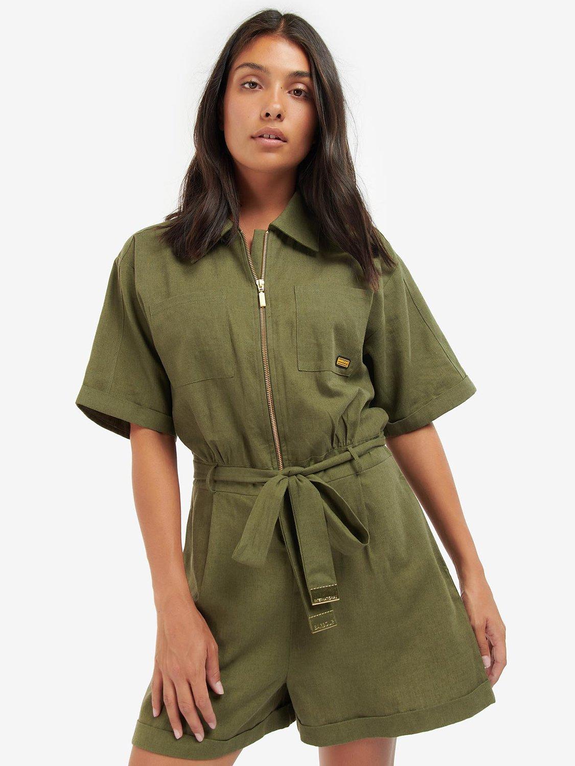 Barbour International Reyes Linen-Blend Playsuit, Iced Pistachio