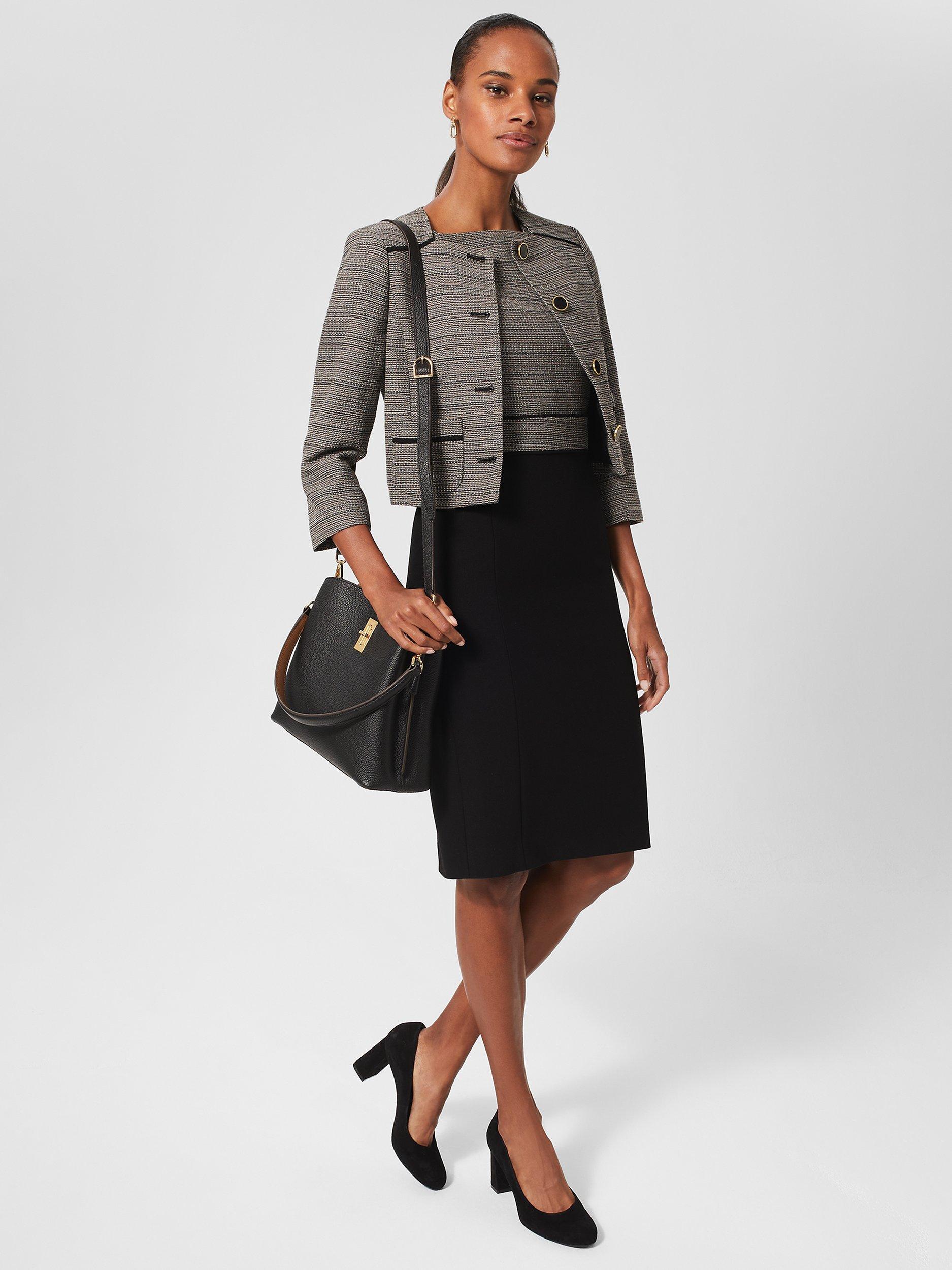 Product image 5 of 6, which shows Hobbs Kathy Bodice Knee Length Dress, Black/Ivory, 22