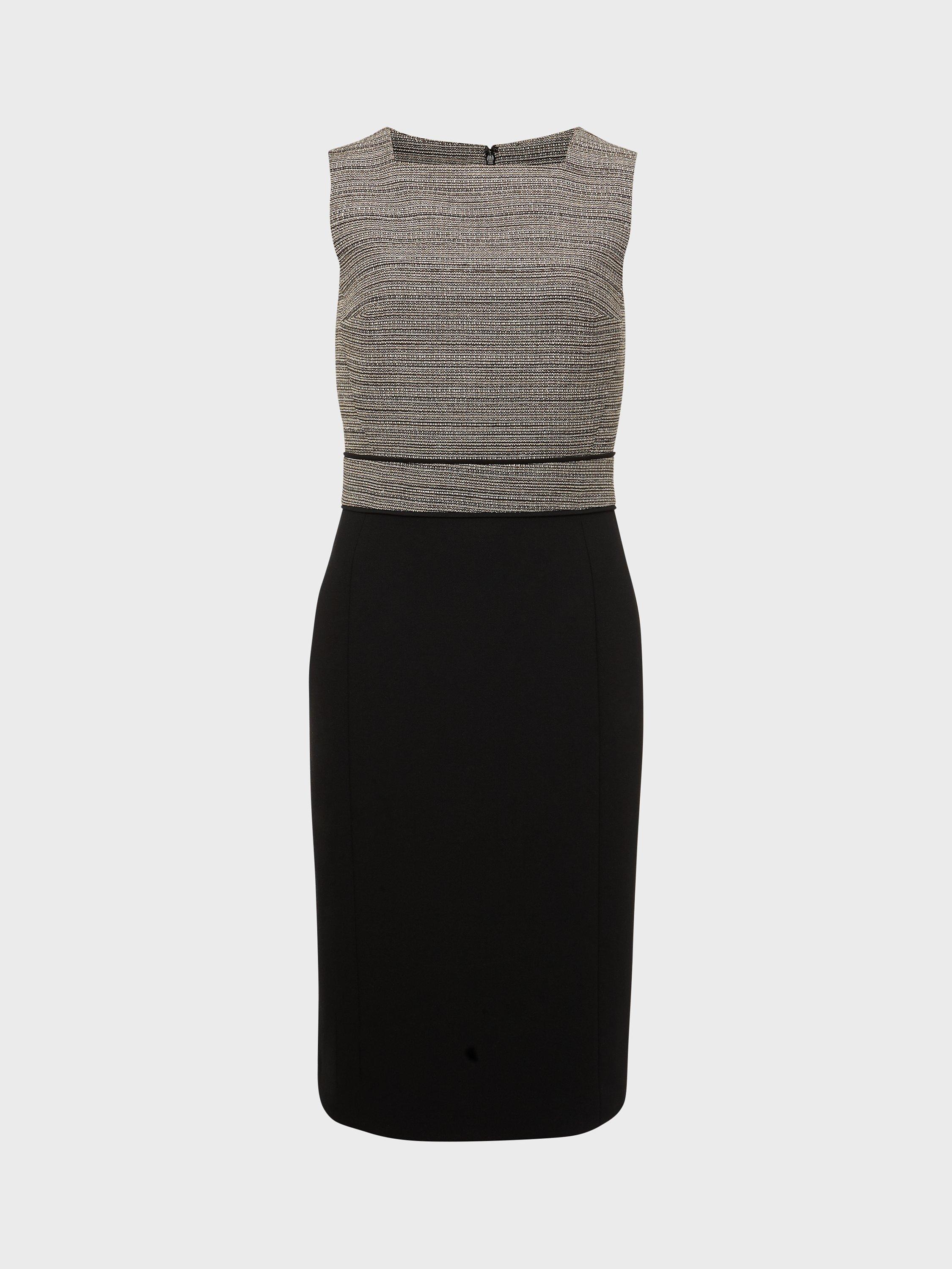Product image 6 of 6, which shows Hobbs Kathy Bodice Knee Length Dress, Black/Ivory, 22