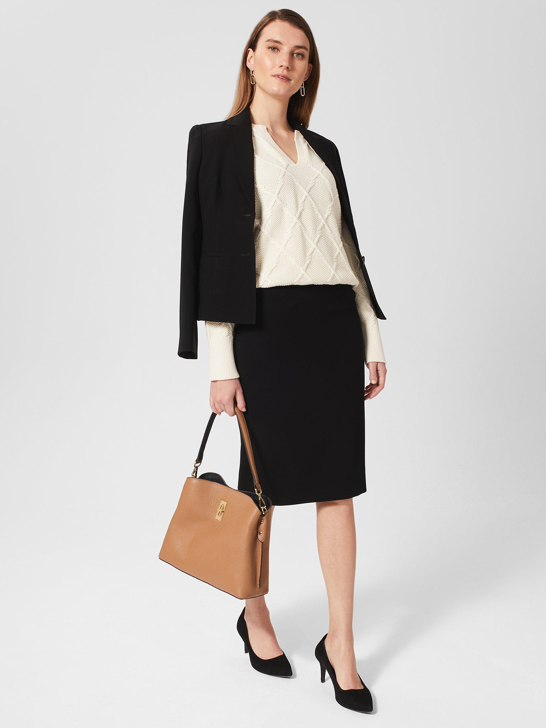 Product image 4 of 5, which shows Hobbs Mel Pencil Knee Length Skirt, Black, 6
