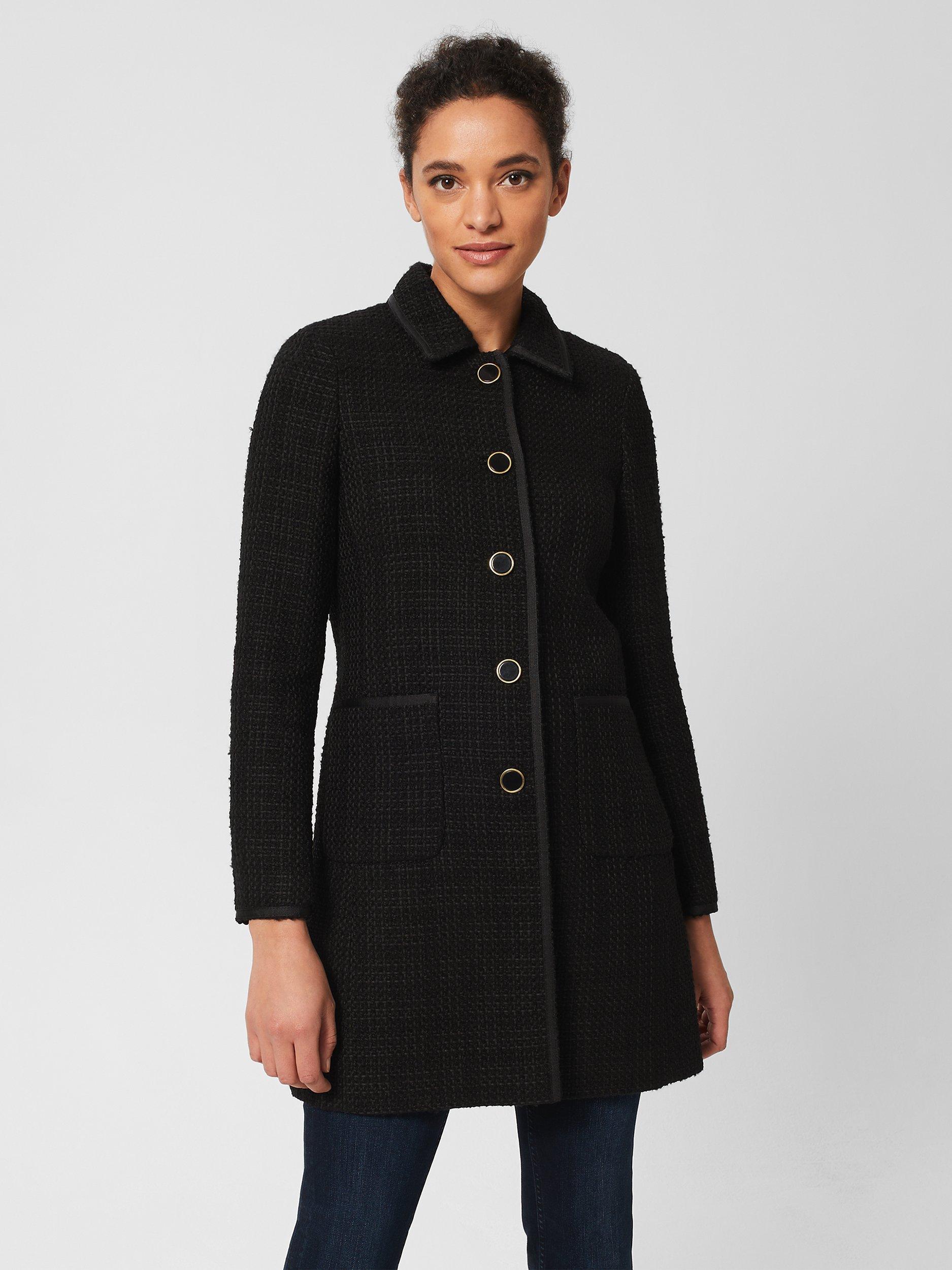 Hobbs Elaine Tweed Coat, Black