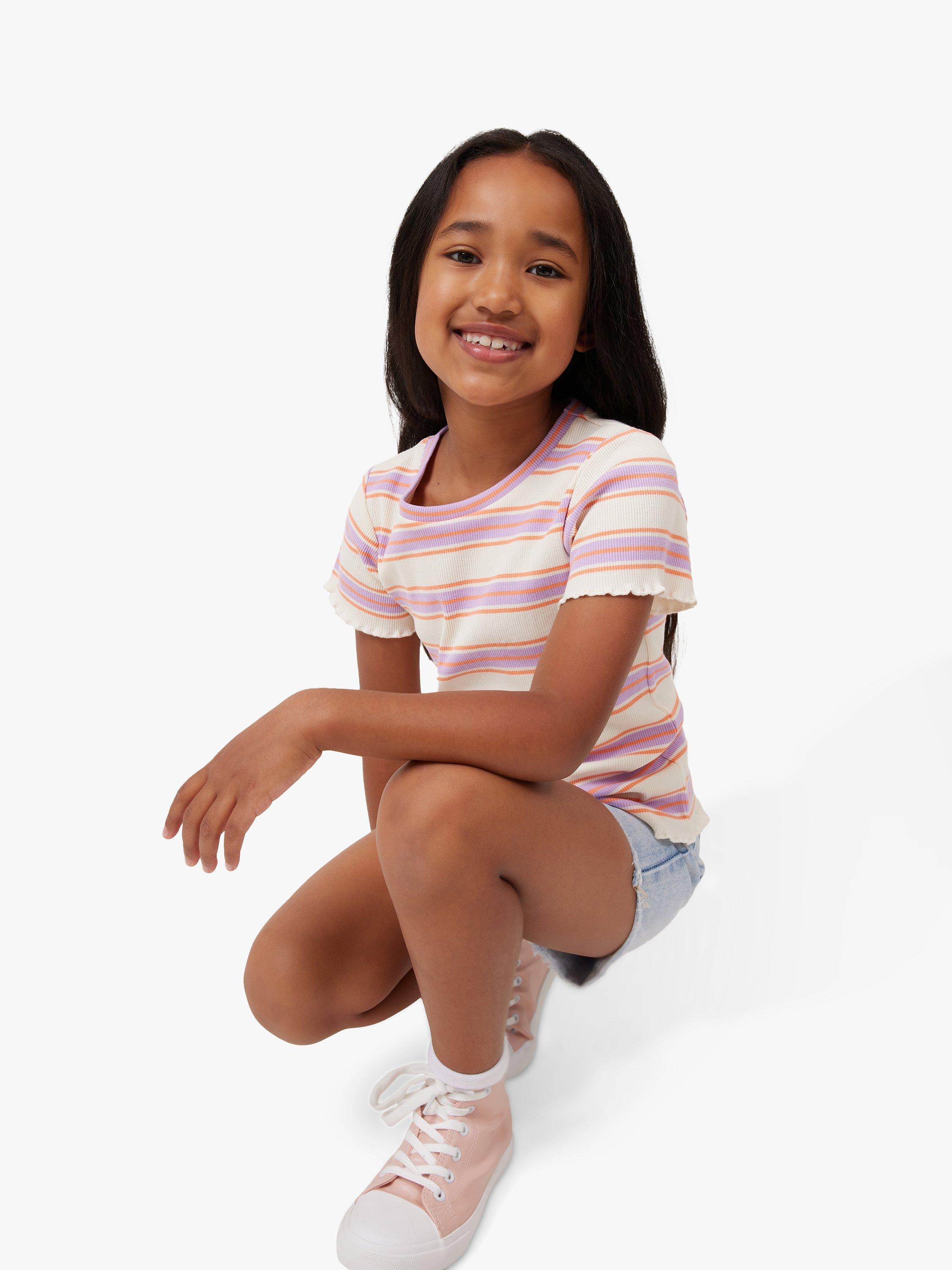 Cotton On Kids's Raya Stripe T-Shirt, Pink Peach