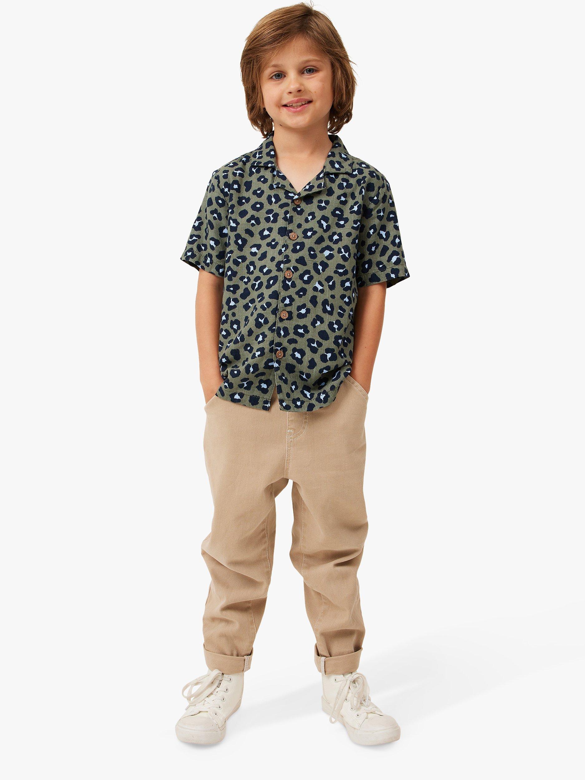 Cotton On Kids' Cabana Short Sleeve Shirt, Dark Green