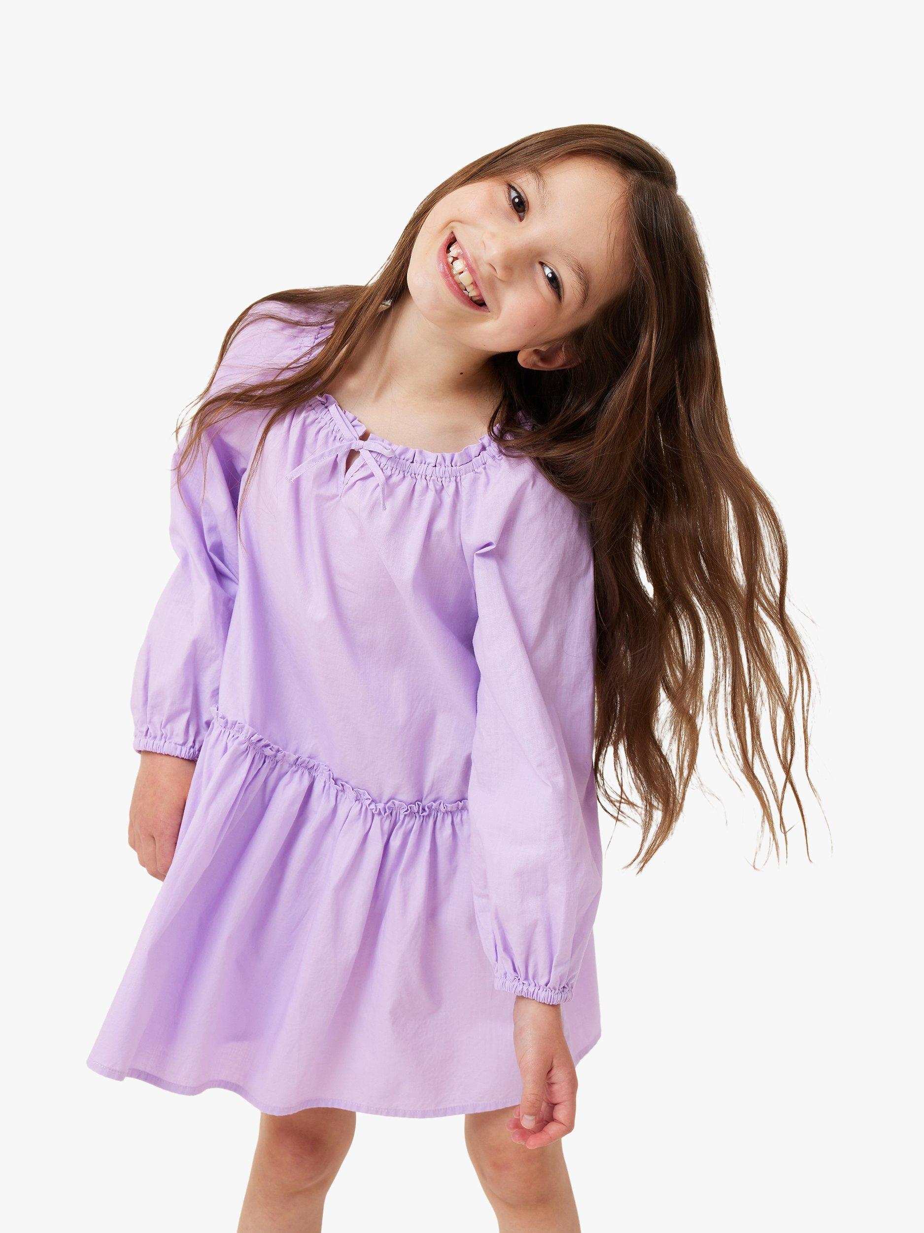 Cotton On Kids' Caitlin Long Sleeve Dress, Purple Lilac