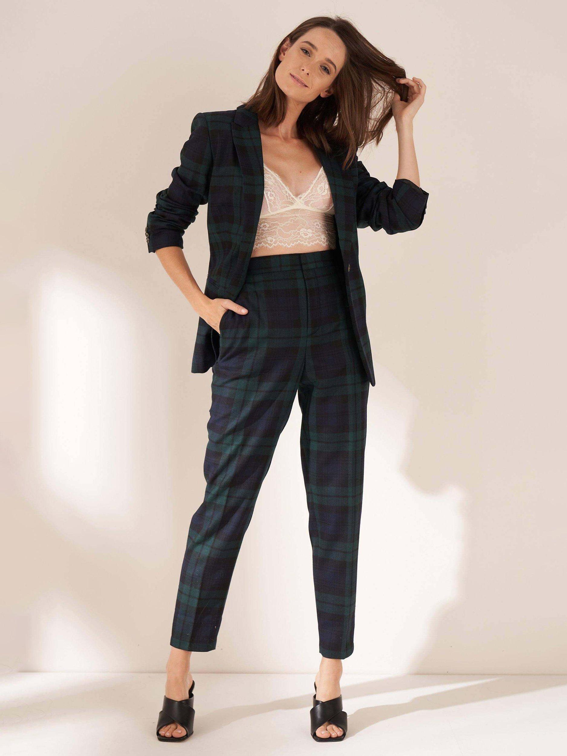 Truly Wool Blend Tartan Blazer, Blackwatch