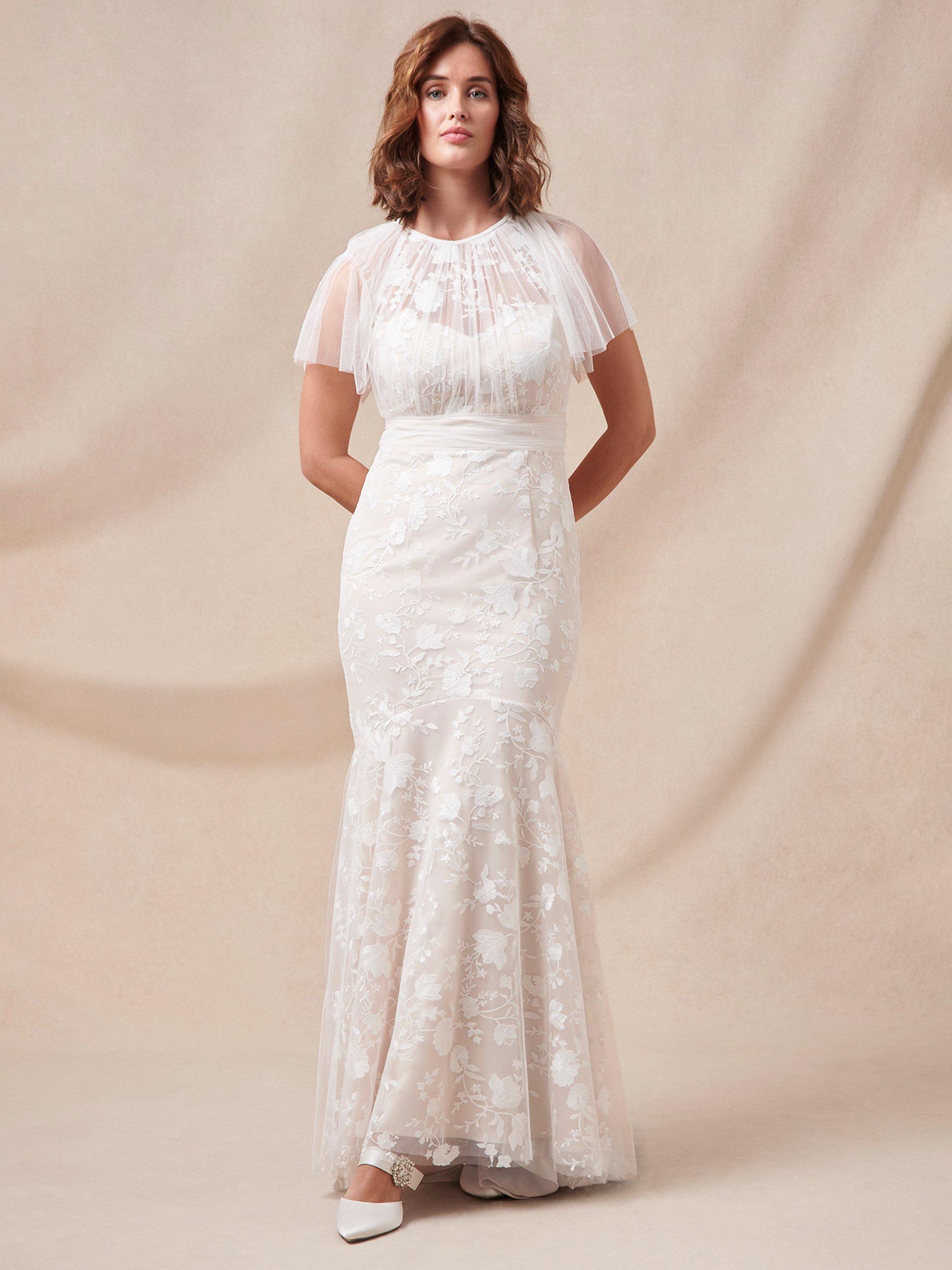 Phase Eight Delilah Mesh Embroidered Maxi Wedding Dress Parchment