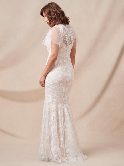 Phase Eight Delilah Mesh Embroidered Maxi Wedding Dress, Parchment - view 2, Parchment