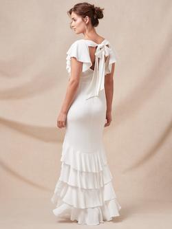 Phase Eight Ellery Embellished Frill Maxi Dress, Parchment - view 2, Parchment