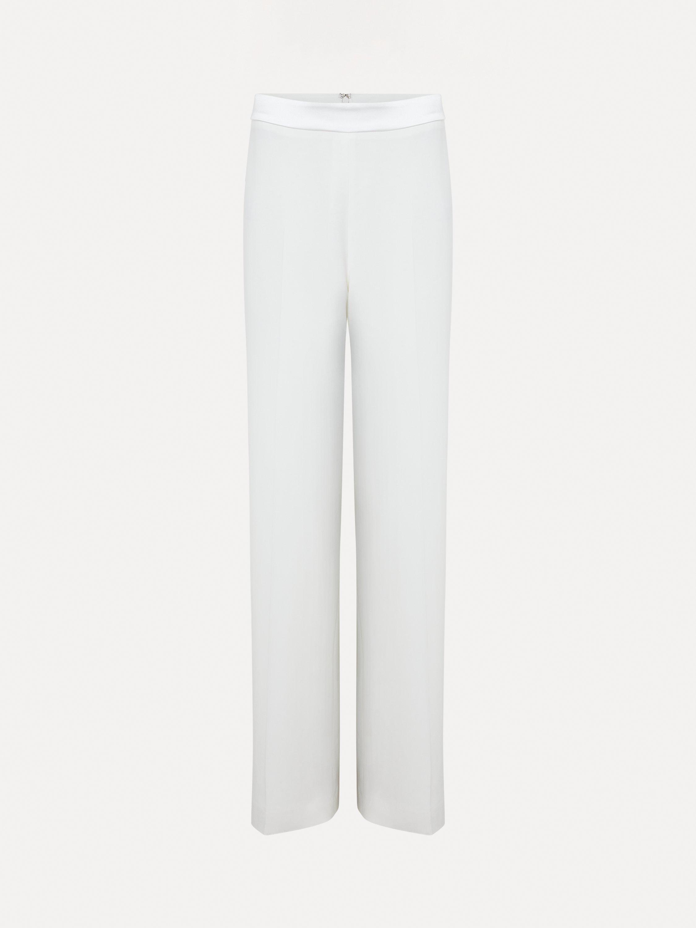 Product image 5 of 8, which shows Phase Eight  Beatriz Satin Contrast Bridal Trousers, Ivory, 6
