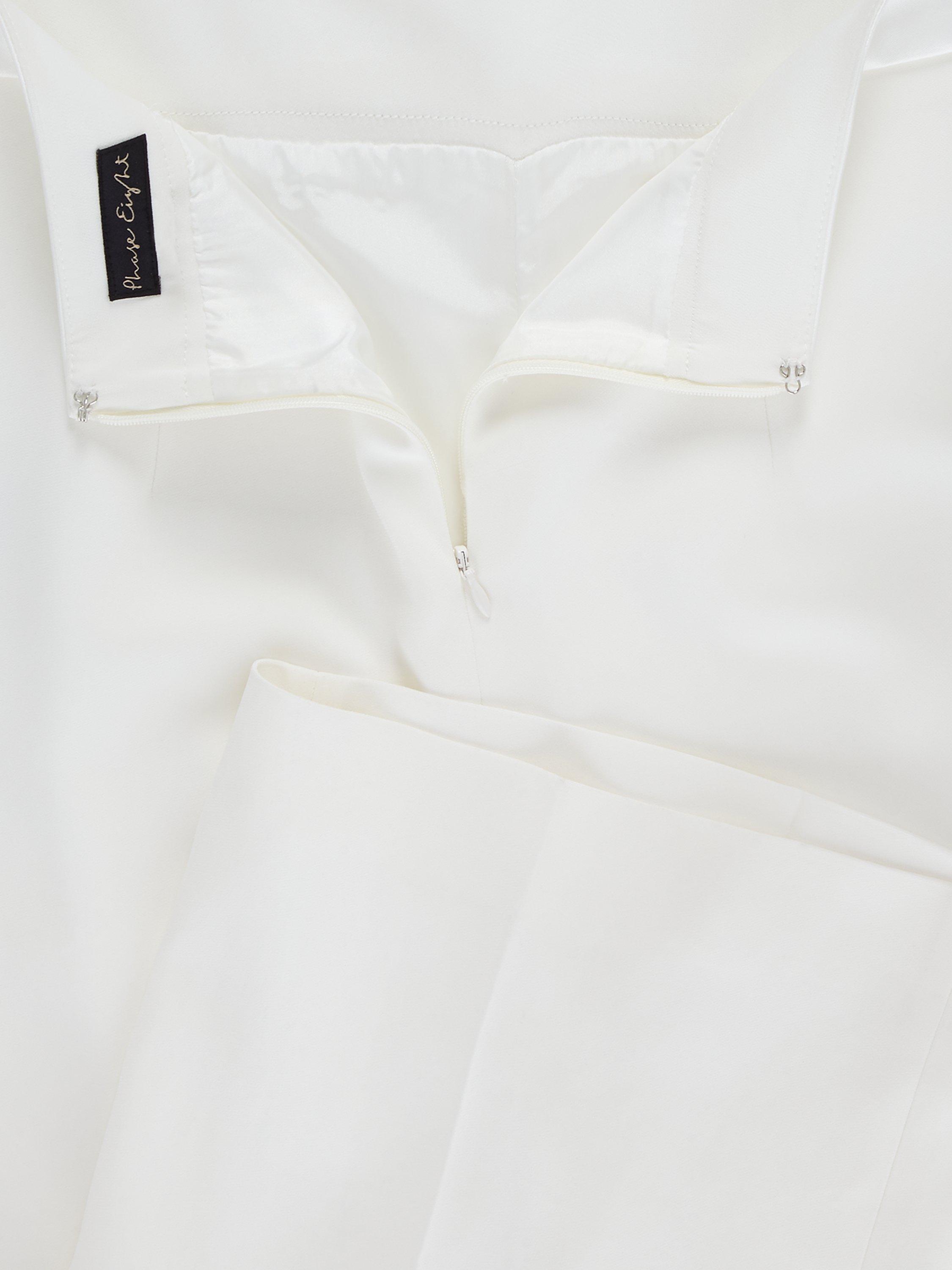 Product image 6 of 8, which shows Phase Eight  Beatriz Satin Contrast Bridal Trousers, Ivory, 6