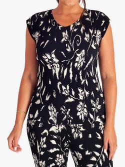 chesca Floral Cap Sleeve Top, Navy/Ivory, Navy/Ivory