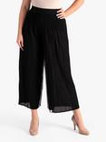 chesca Plissé Pleated Mesh Trousers, Black