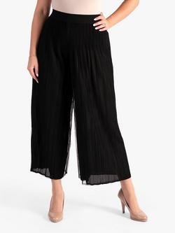 chesca Plissé Pleated Mesh Trousers, Black, Black