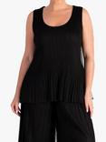 chesca Plissé Pleated Mesh Camisole, Black