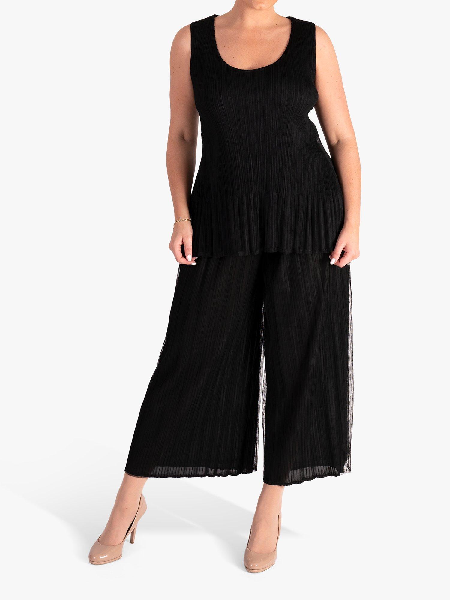 Product image 4 of 7, which shows chesca Plissé Pleated Mesh Camisole, Black, 12-14
