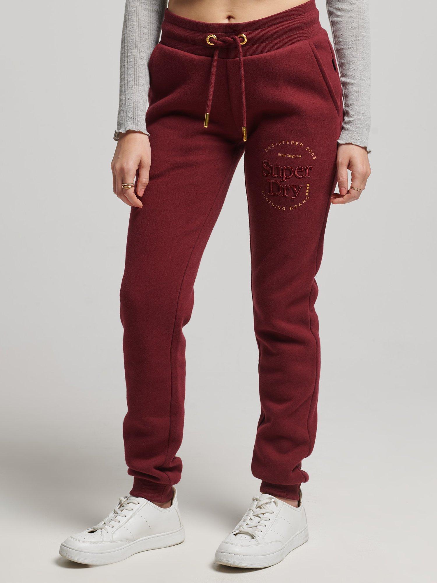 Superdry Luxe Embroidered Logo Joggers, Deep Port