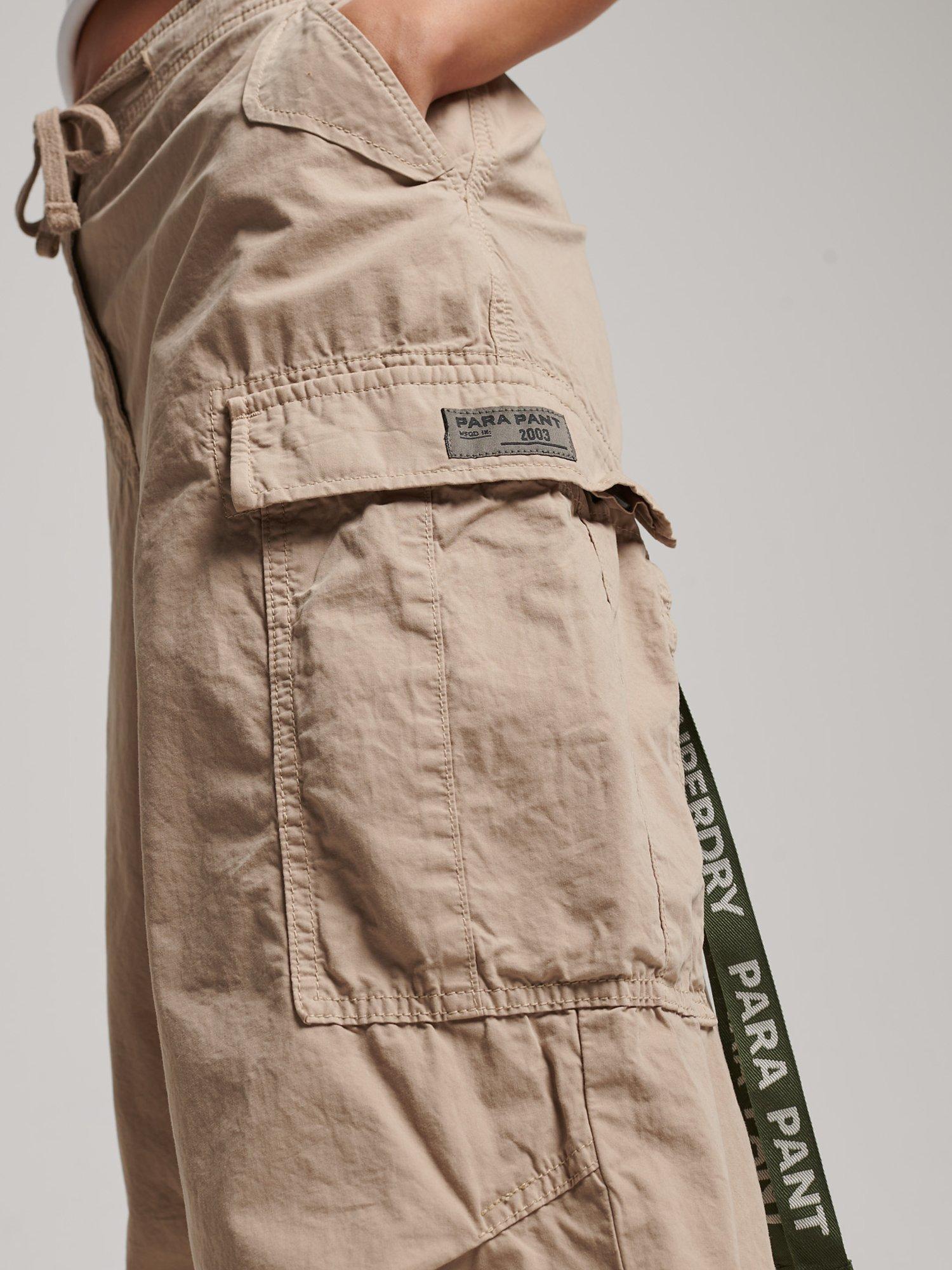 Superdry Baggy Parachute Pants, Stone Brown, S-M