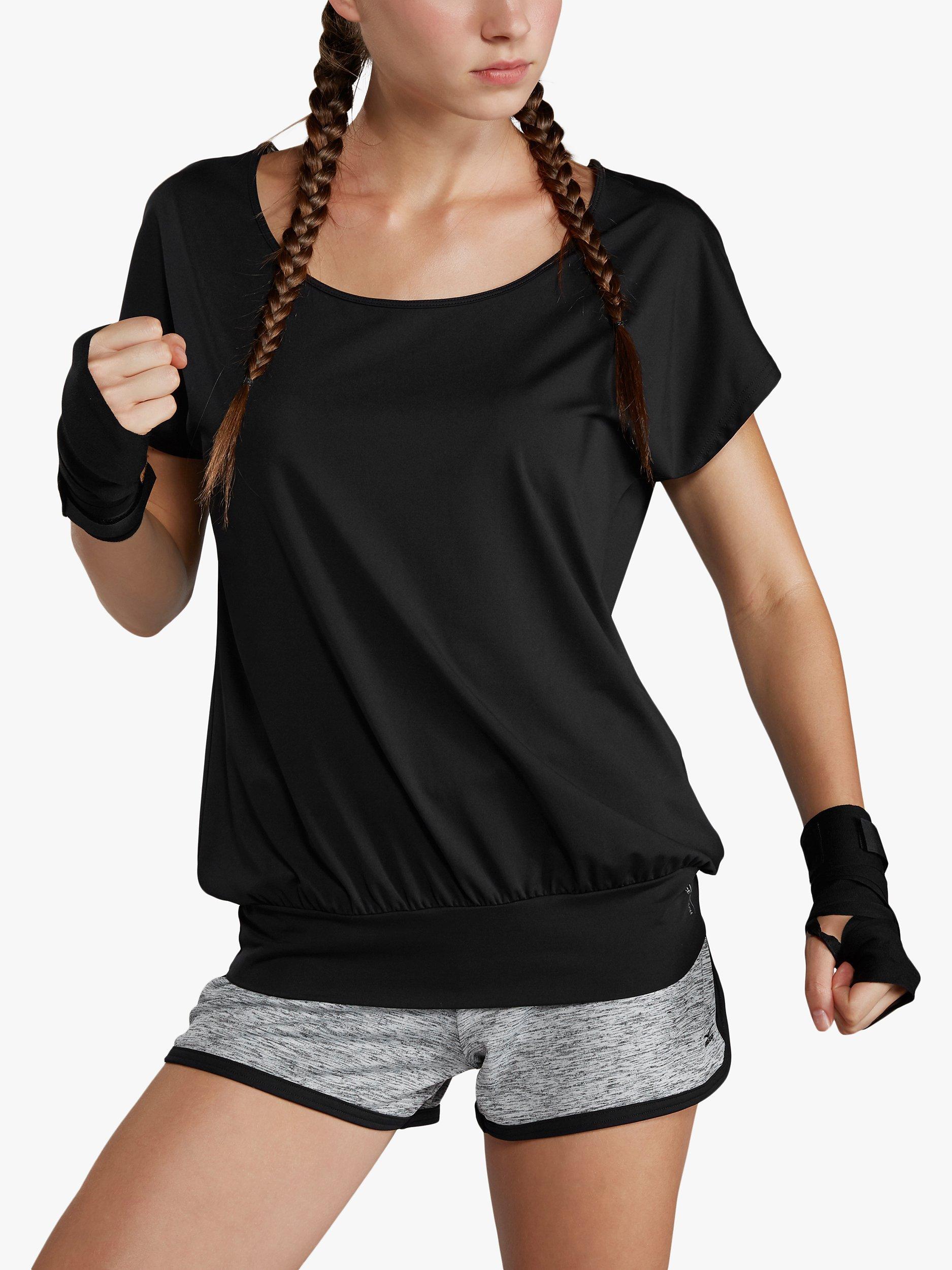 Venice Beach Ria Short Sleeve Gym Top, Black