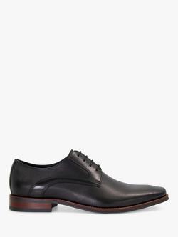 Dune London Stoney Leather Burnished Toe Derby Shoes, Black-leather