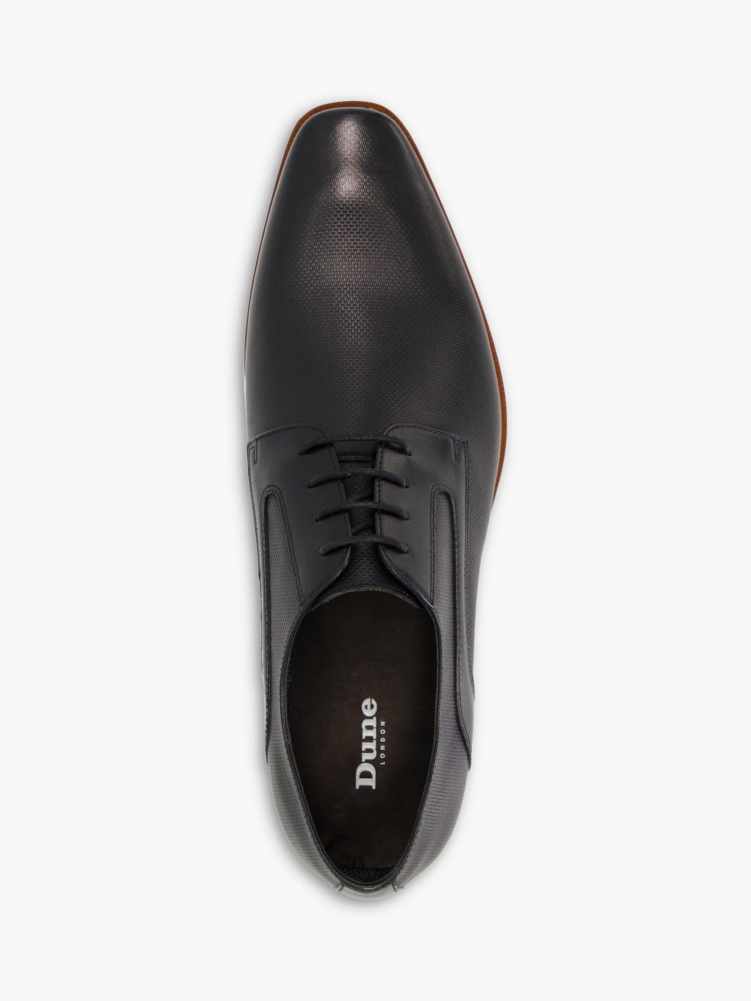 Dune Stoney Leather Burnished Toe Derby Shoes Black leather