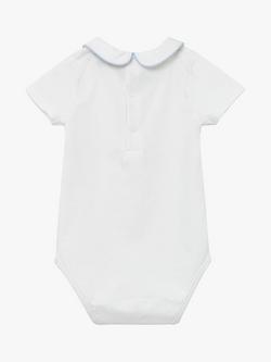 Trotters Thomas Brown Baby Milo Piped Short Sleeve Jersey Bodysuit - view 2, White/Pale Blue