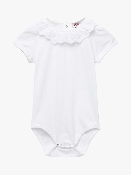 Trotters Baby Katie Anglaise Short Sleeve Bodysuit, White, White