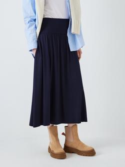 John Lewis Jersey Midi Skirt - view 2, Navy