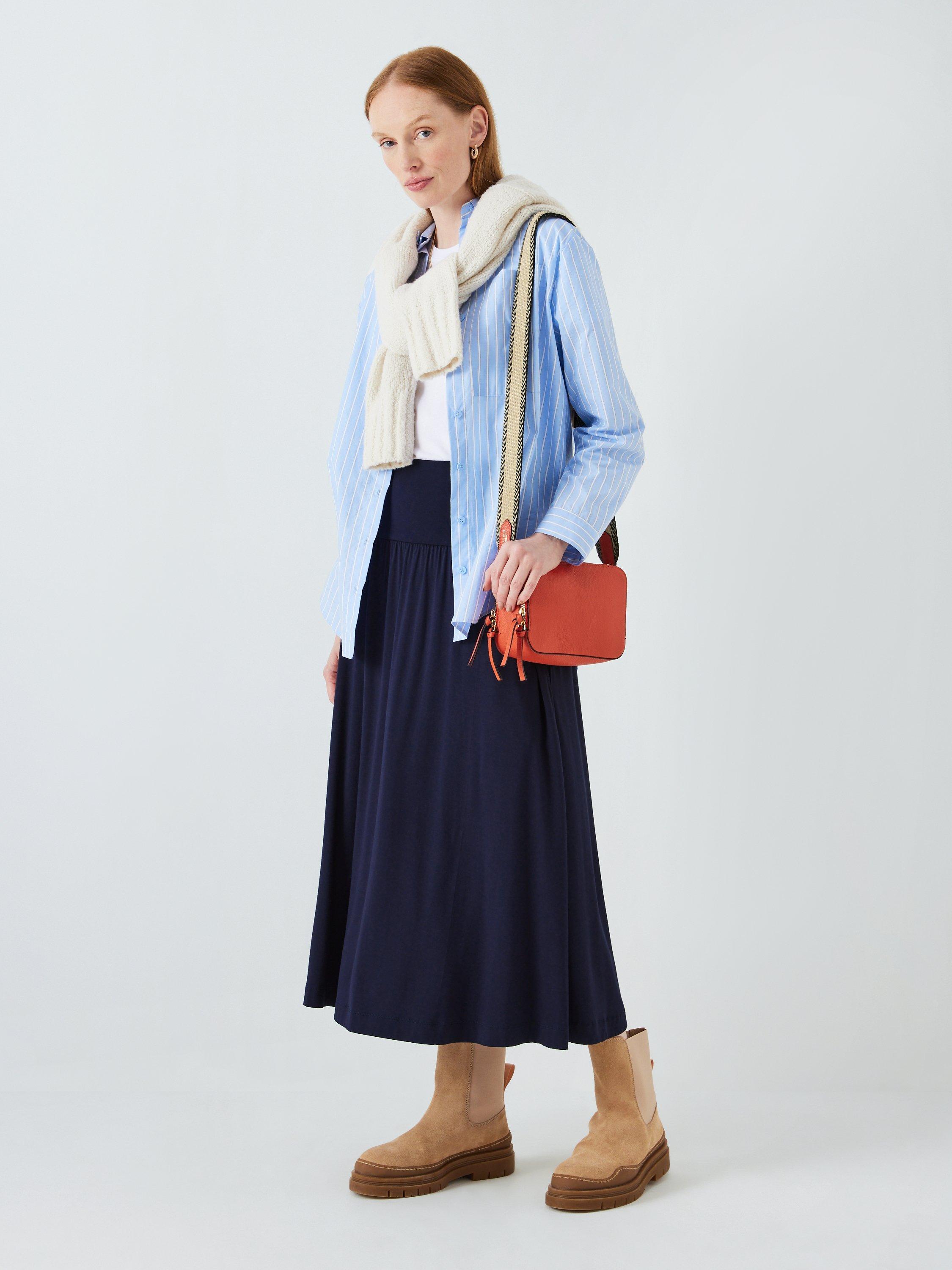 John Lewis Jersey Midi Skirt Navy