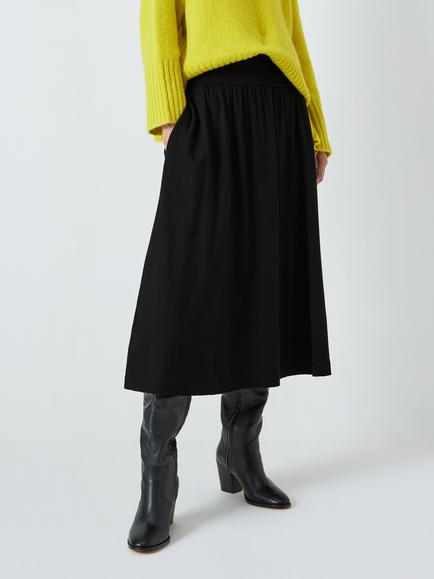 John Lewis Jersey Midi Skirt, Black