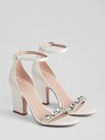 L.K.Bennett Josephine Satin Jewelled Sandals, Ivory