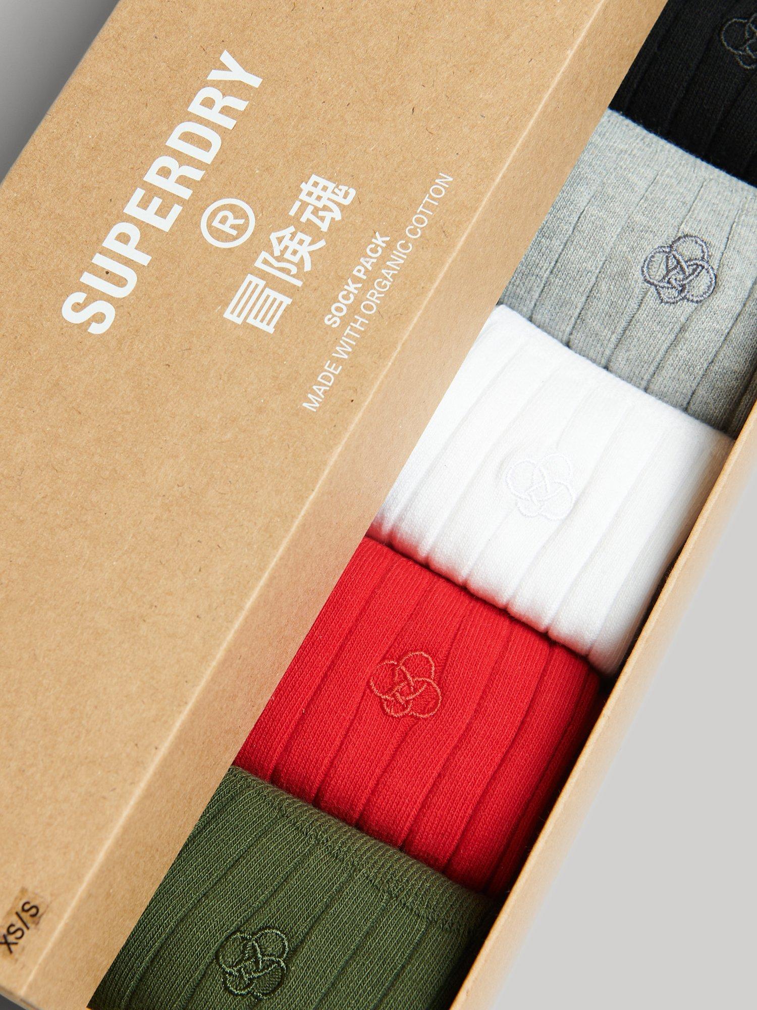 Superdry Organic Cotton Blend Ribbed Sock Gift Set, Seasonal