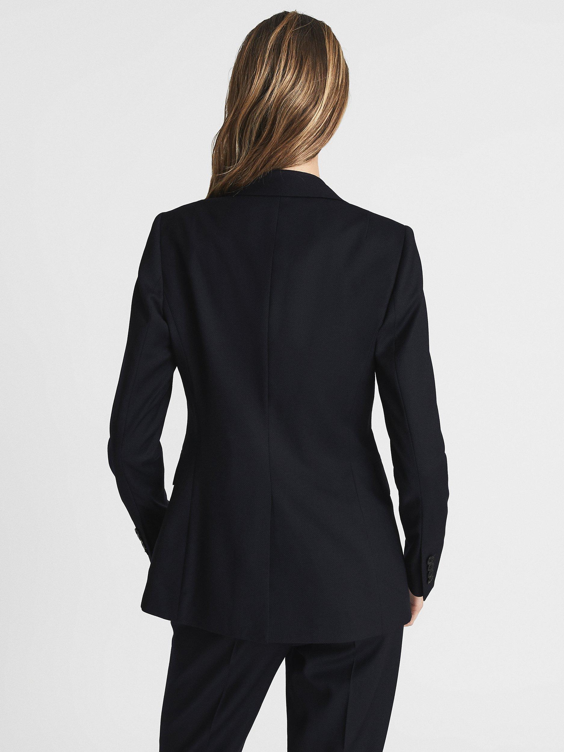 Product image 2 of 5, which shows Reiss Haisley Petite Wool Blend Blazer, Navy, 4