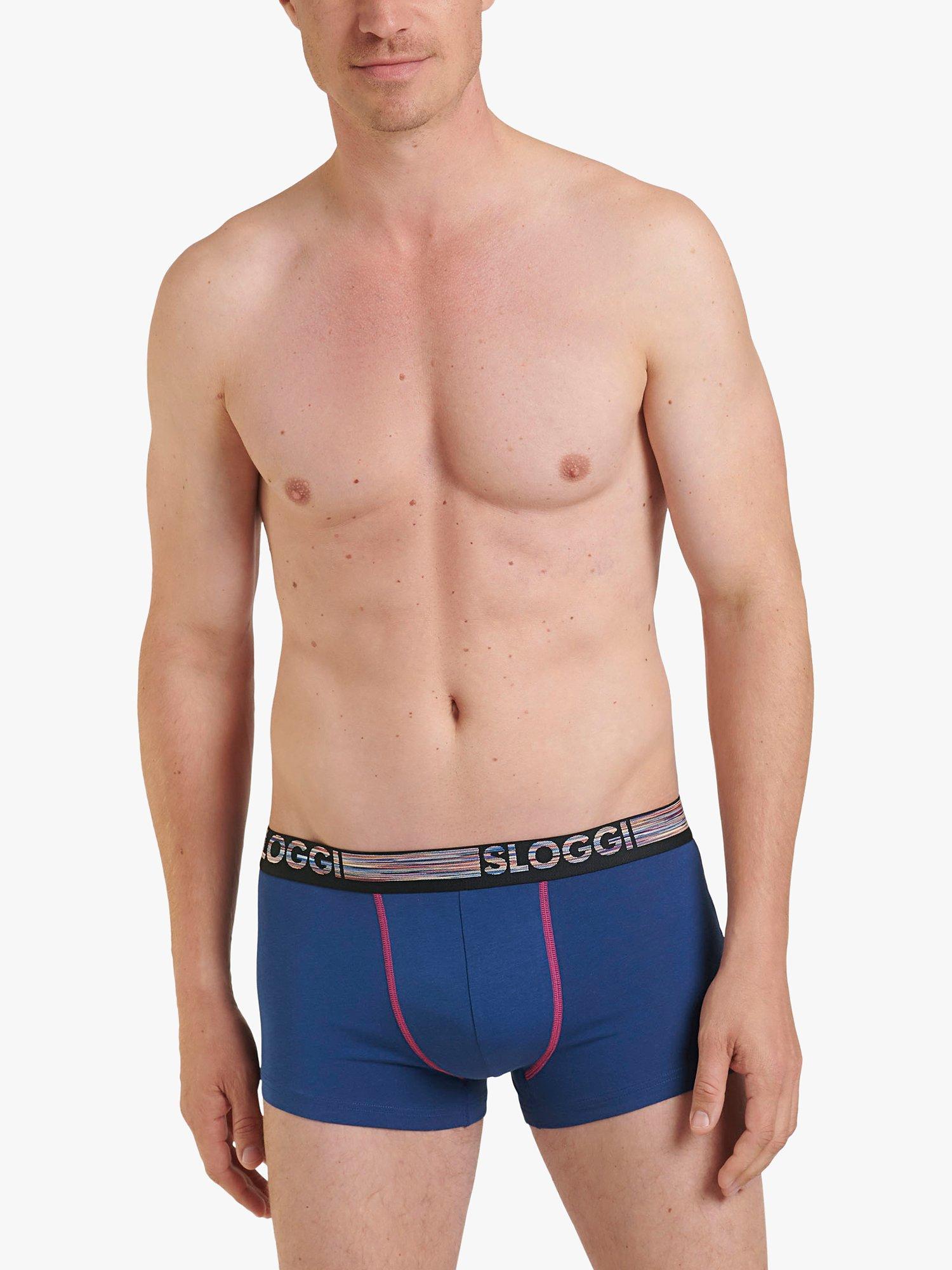 sloggi GO ABC Natural Cotton Stretch Hipster Trunks, Pack of 2, Blue - Dark Combi