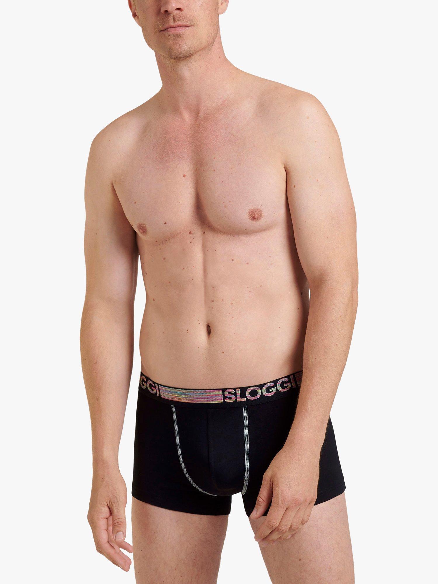 sloggi GO ABC Natural Cotton Stretch Hipster Trunks, Pack of 6, Black 
