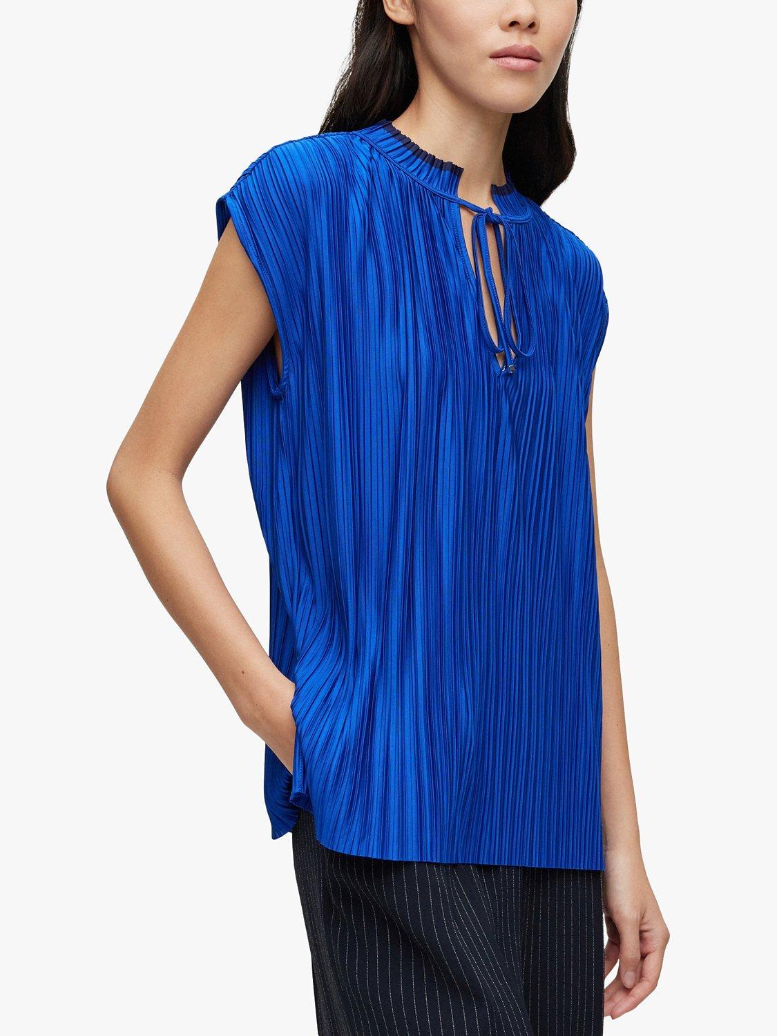 HUGO BOSS Emalla Crinkle Top, Bright Blue