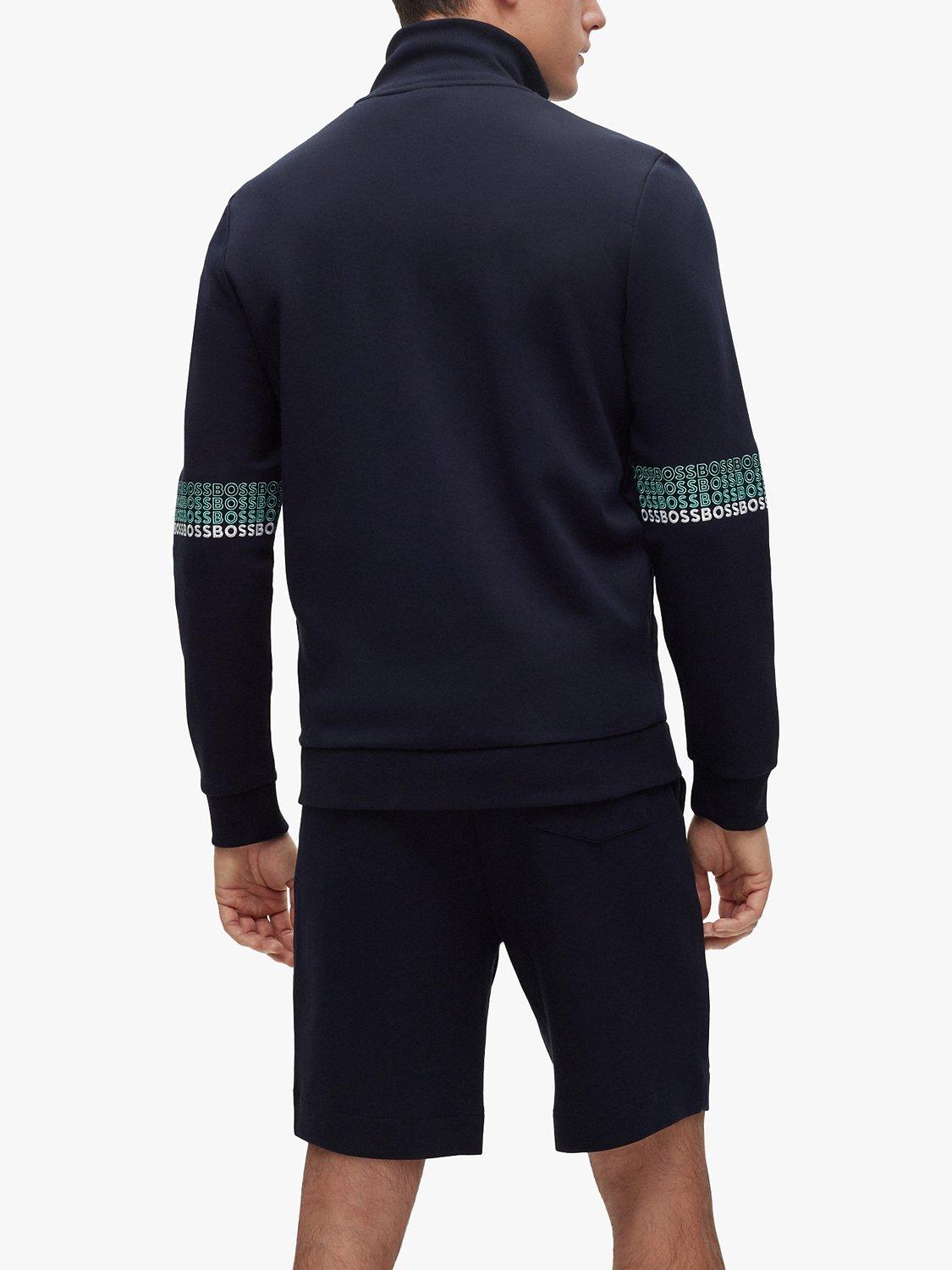 Product image 2 of 4, which shows BOSS Skaz Logo Trim Full Zip Sweatshirt, Dark Blue, XXL