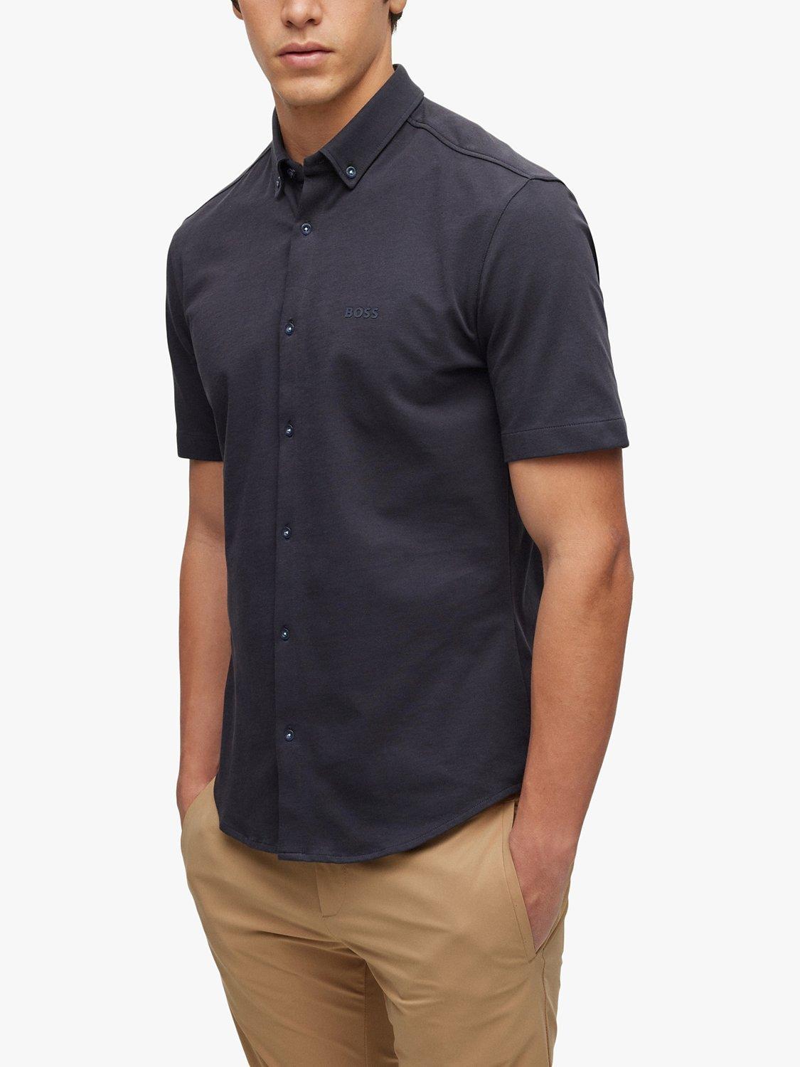 BOSS Biadia Organic Cotton Blend Shirt, Dark Blue